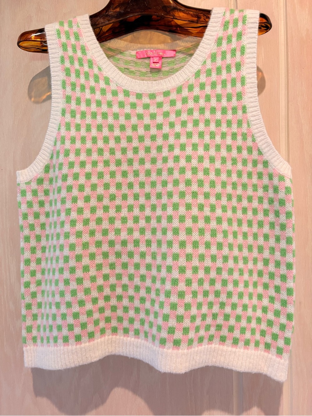 Lilly Pulitzer Cream & Green Checked Open Cardigan - Picture 2 of 6